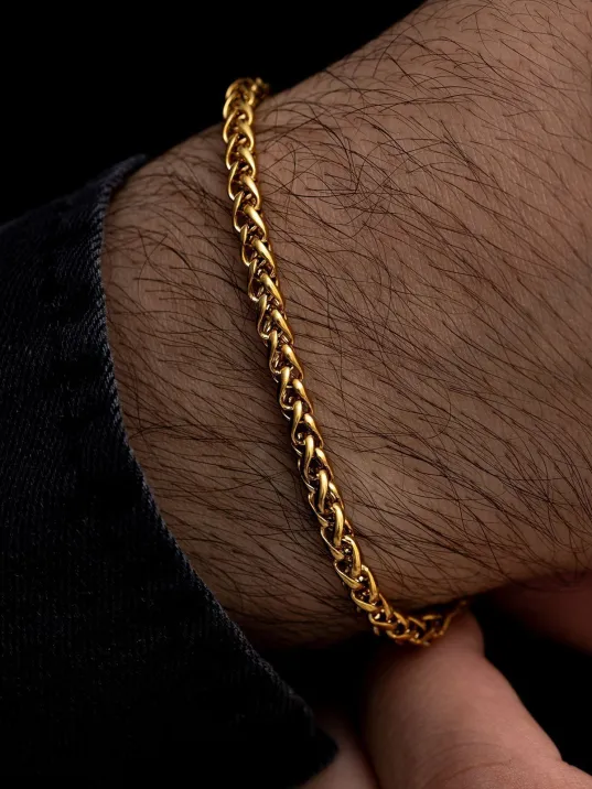 18 Ayar Gerçek Altın Kaplama Spiga Model Çelik Bileklik - Erkek Bileklik - Kadın Bileklik 18 Ayar Gerçek Altın Kaplama Spiga Model Çelik Bileklik - Erkek Bileklik - Kadın Bileklik