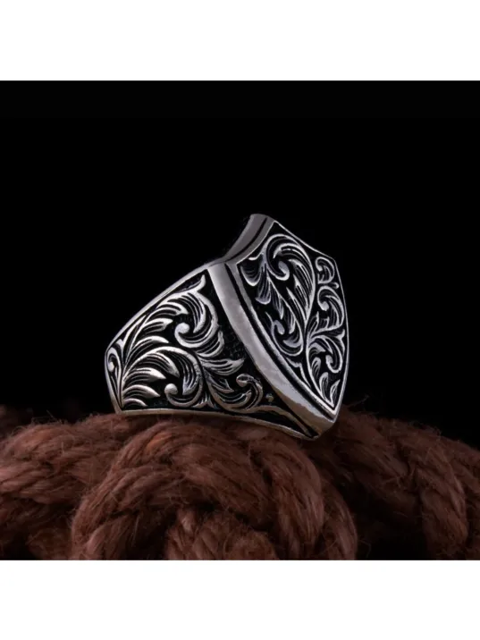 Erkek Gümüş Yüzük Ebruli Siyah Oniks Taşlı Erkek Gümüş Yüzük