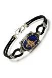 Osmanlı Tuğrası Deri Gümüş Erkek Bileklik
