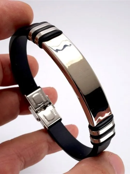 Kişiye Özel İsimli Çelik Kauçuk Erkek Bileklik