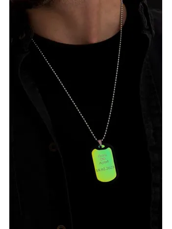 Erkek Kolye-Çelik Karışık Renkli Asker Künyesi