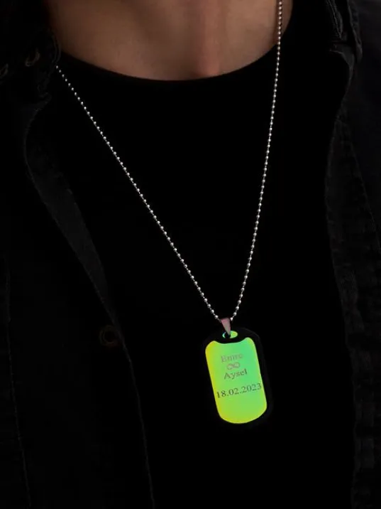 Erkek Kolye-Çelik Karışık Renkli Asker Künyesi