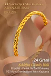 Kadın Gümüş Bileklik - Adana Burma 24 gr 22 Ayar Altın Kaplama (Kararmaz) Gümüş Bilezik