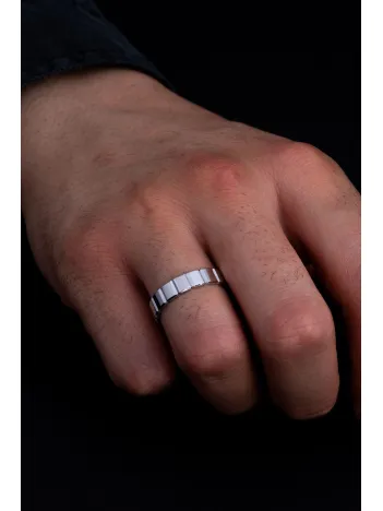 Erkek Gümüş Yüzük - 925 Ayar Terahertz Model Gümüş Alyans Yüzük