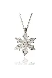 Damla Taşlı Çiçek Figürlü Bayan Gümüş Kolye