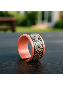 Kadın Bakır Yüzük - Liva Model Özel Baskı Metal Kutu Ve Kuvars Ta