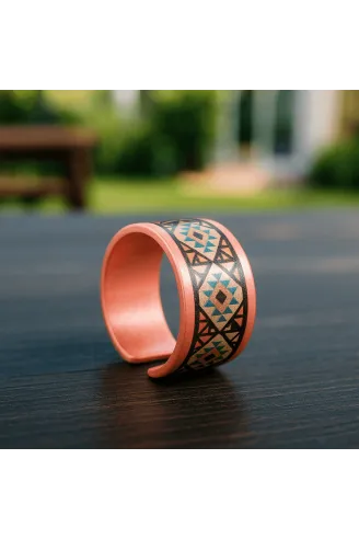 Kadın Bakır Yüzük - Liva Model Özel Baskı Metal Kutu Ve Kuvars Ta