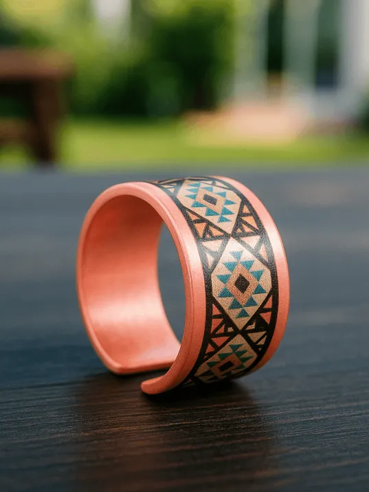 Kadın Bakır Yüzük - Liva Model Özel Baskı Metal Kutu Ve Kuvars Ta