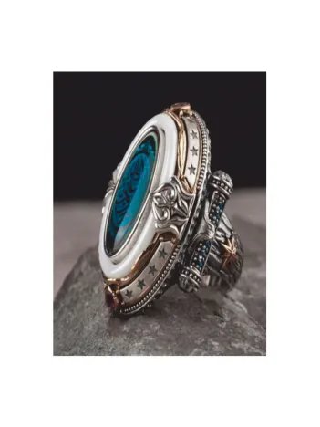 Erkek Gümüş Yüzük - Islam Usta Tasarımı La Tahzen Gümüş Erkek Yüzük