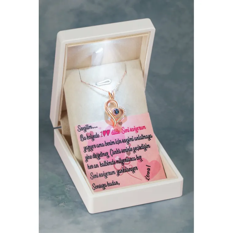 Sevgiliye Hediye - 100 Dilde Seni Seviyorum Kolyesi Hediye Paketli Özel Notlu Kadın Gümüş Kolye Sevgiliye Hediye - 100 Dilde Seni Seviyorum Kolyesi Hediye Paketli Özel Notlu Kadın Gümüş Kolye