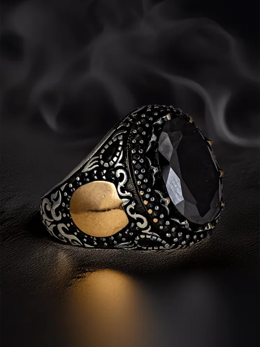 Erkek Siyah Zirkon Taşlı Harf Yazılabilir Model 925 Ayar Gümüş Yüzük Erkek Siyah Zirkon Taşlı Harf Yazılabilir Model 925 Ayar Gümüş Yüzük