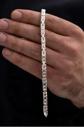 Parlak Kral 5.2 Mm Erkek Gümüş Bileklik