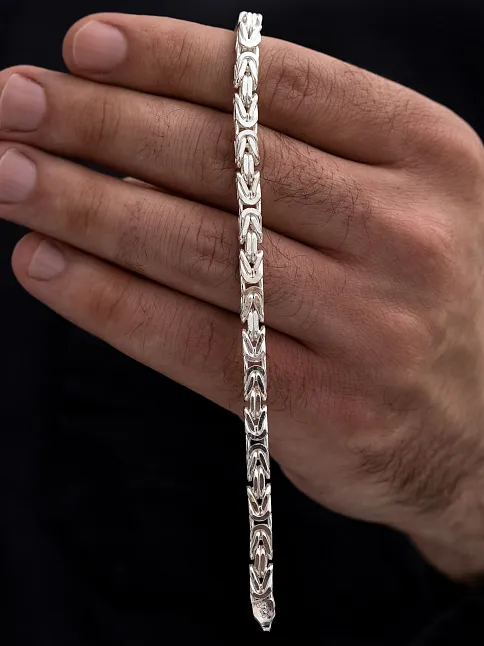 Parlak Kral 5.2 Mm Erkek Gümüş Bileklik