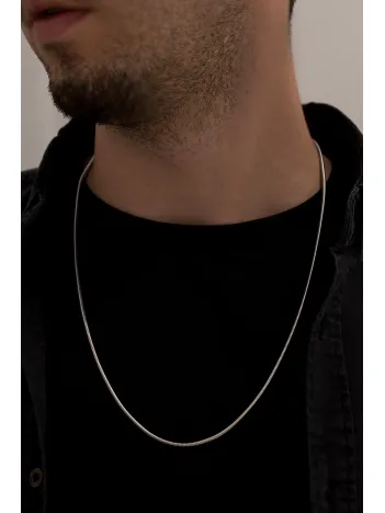 Erkek Çelik Kolye - 2.5mm Yamaç Model Paslanmaz Çelik Kolye