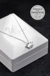 Kadın Gümüş Kolye - Swarovski Taşlı Zirconia İçi Taşlı Taç Motifli Kadın Kolye