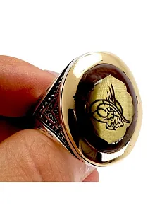 Osmanlı Tuğralı Otantik Gümüş Erkek Yüzük