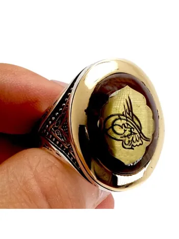 Osmanlı Tuğralı Otantik Gümüş Erkek Yüzük