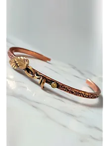 Kadın Bakır Bileklik - Çift Yaprak Motifli Kelepçe Model Bileklik Bilezik Metal Kutu Ve Doğal Taşlar Kadın Bakır Bileklik - Çift Yaprak Motifli Kelepçe Model Bileklik Bilezik Metal Kutu Ve Doğal Taşlar