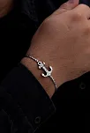 Erkek Gümüş Bileklik - Küp Zincirli Çapa Model Gümüş Bileklik
