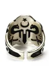 Gemi Çapalı Başparmak Zihgir Okçu Gümüş Erkek Yüzüğü