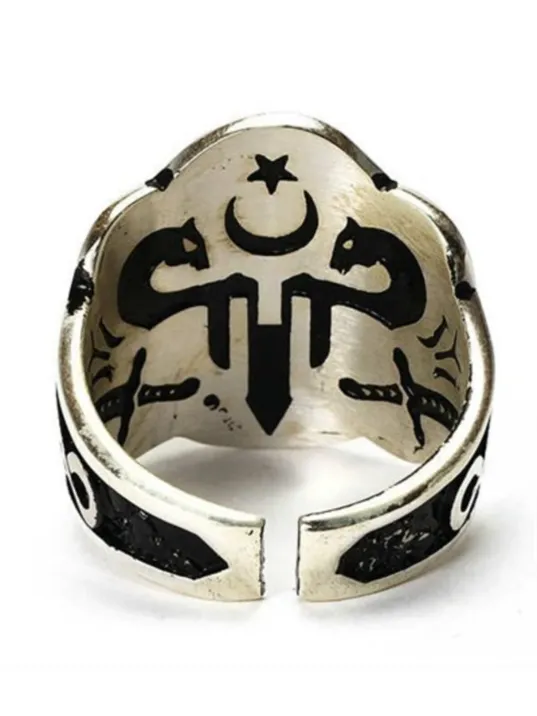 Gemi Çapalı Başparmak Zihgir Okçu Gümüş Erkek Yüzüğü
