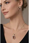 Kadın Gümüş Kolye Küpe Set - Kare Model Zultanit Taşlı Kadın Gümüş Set