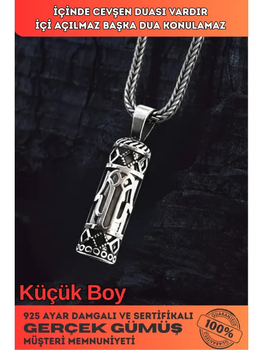 Erkek Gümüş Cevşen Kolye - Meryem Ana Eli Motifli Gümüş Cevşen Erkek Gümüş Kolye
