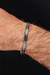 Erkek Kadın Bakır Bileklik - Siyah Hakiki Deri Omega Desenli Mıknatıslı Metal Kutu Doğal