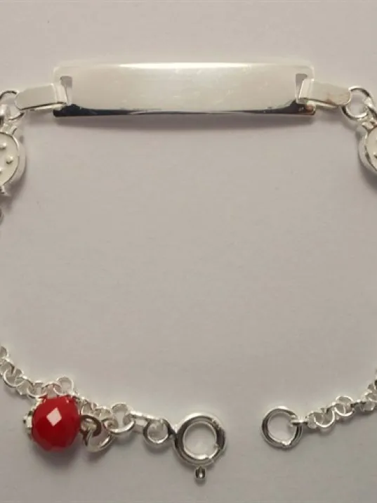 Hello Kitty Gümüş Kız Bebek Çocuk Künye Bileklik İsim Yazılır