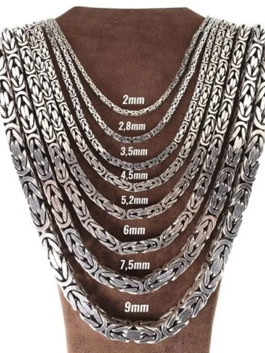 Erkek Gümüş Zincir Kolye Kare Kral Model