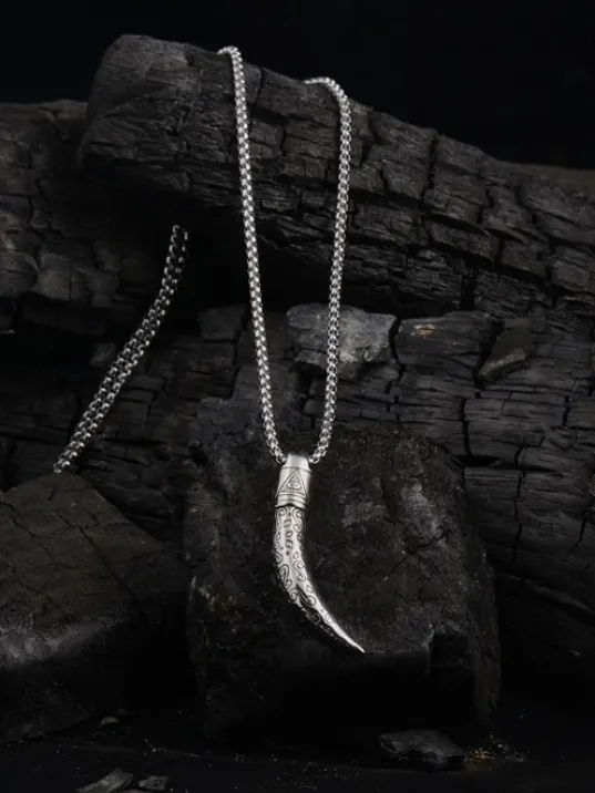 OttoMan Fil Dişi Erkek Çelik Zincir Kolye CKLFILDISFG-GMS