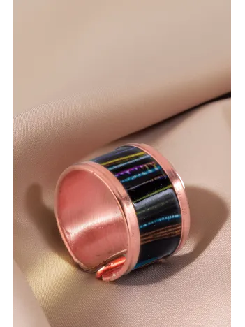 Kadın Bakır Yüzük - Arianna Model Özel Baskı Metal Kutu Ve Kuvars Taşı