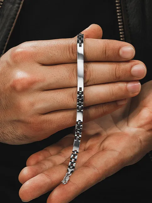 Erkek Gümüş Bileklik - İsim Yazılabilir Bukle Model 925 Ayar Erkek Bileklik