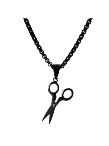 OttoMan Berber Makas Erkek Çelik Kolye Zincir Siyah Model