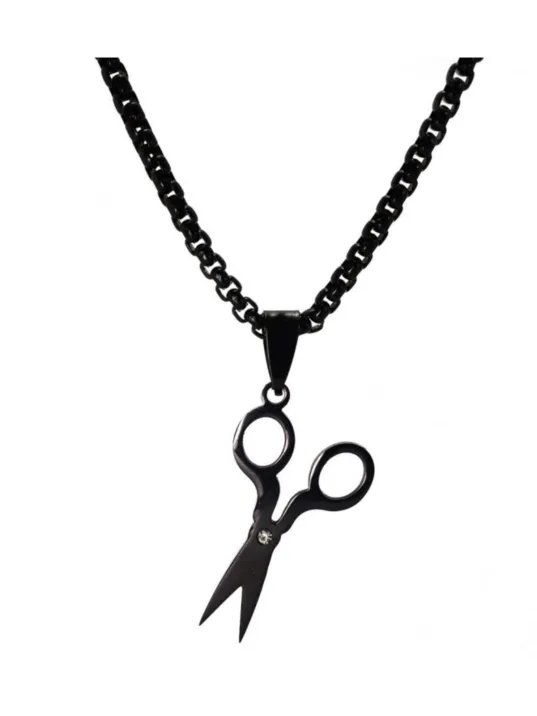 OttoMan Berber Makas Erkek Çelik Kolye Zincir Siyah Model