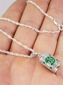Allah Yazılı Bayan Gümüş Muska Cevşen Kolye