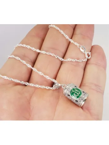 Allah Yazılı Bayan Gümüş Muska Cevşen Kolye