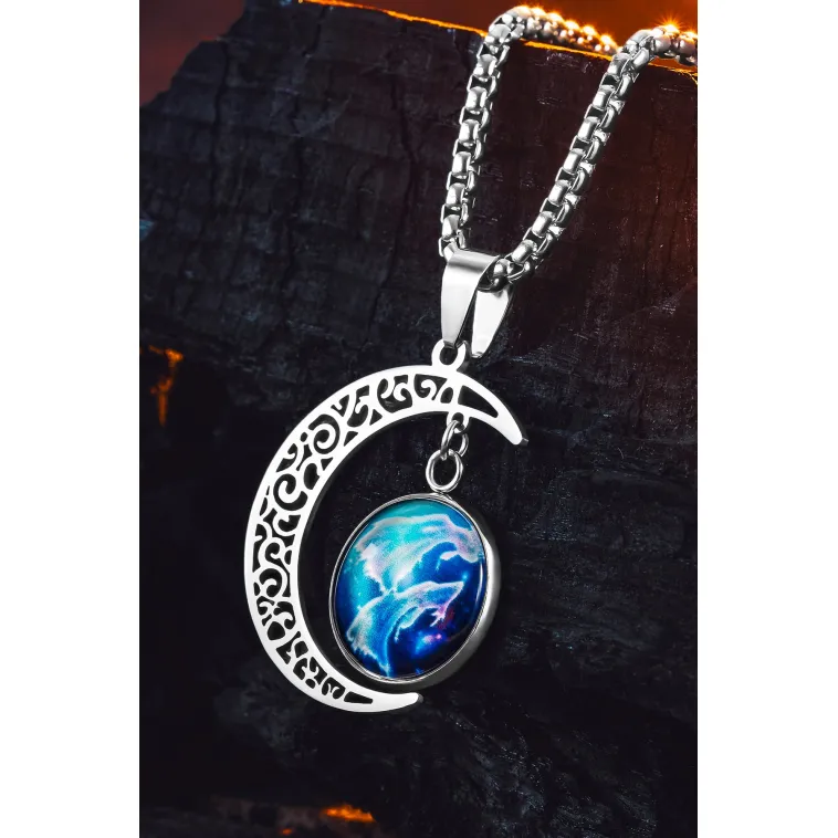 Lunara Steel Ay Figürlü Kozmik Taşlı Erkek Kolye Polo Zincir Kararmaz Çelik Lunara Steel Ay Figürlü Kozmik Taşlı Erkek Kolye Polo Zincir Kararmaz Çelik