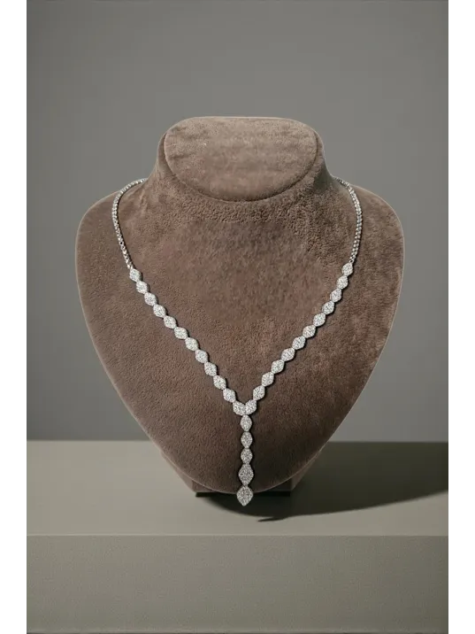 Kadın Gümüş Kolye - Kleopatra Model Zirkon Taşlı Su Yolu kolye