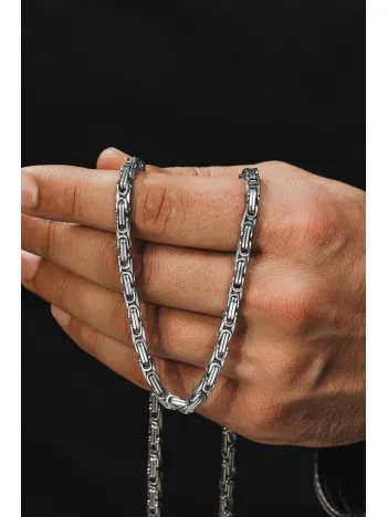 Erkek Çelik Kral Zincir Kolye İnce Model 4,5mm