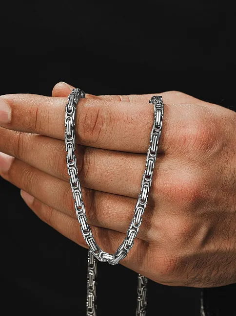 Erkek Çelik Kral Zincir Kolye İnce Model 4,5mm