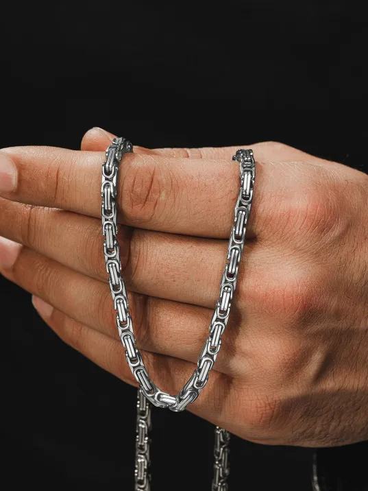 Erkek Çelik Kral Zincir Kolye İnce Model 4,5mm