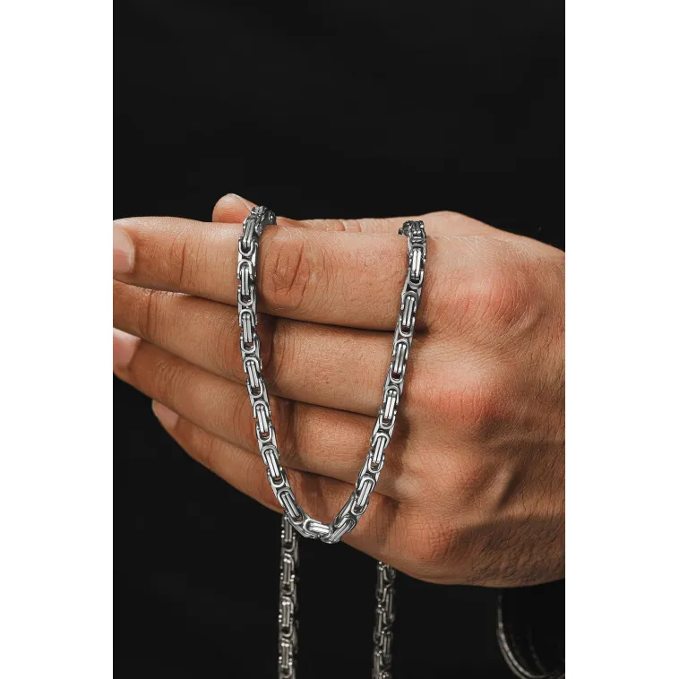 Erkek Çelik Kral Zincir Kolye İnce Model 4,5mm Erkek Çelik Kral Zincir Kolye İnce Model 4,5mm