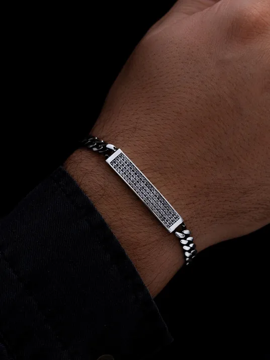 Erkek Gümüş Bileklik -Taç Mahal Oksitli Gurmet Zincir Beyaz Zirkon Taşlı Gümüş Bileklik Erkek Gümüş Bileklik -Taç Mahal Oksitli Gurmet Zincir Beyaz Zirkon Taşlı Gümüş Bileklik