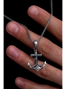 Erkek Gümüş Kolye - Çapa Figürlü Gümüş Model 2 Erkek Kolye