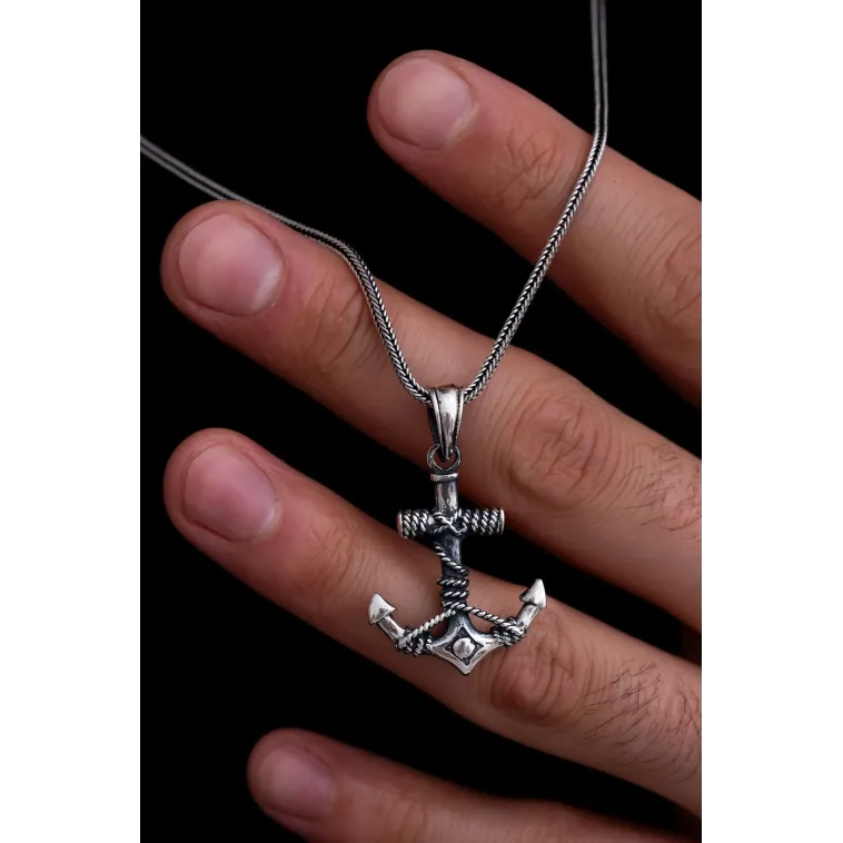 Erkek Gümüş Kolye - Çapa Figürlü Gümüş Model 2 Erkek Kolye Erkek Gümüş Kolye - Çapa Figürlü Gümüş Model 2 Erkek Kolye