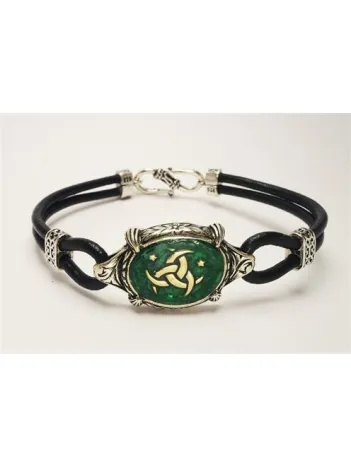 Teşkilatı Mahsusa Yeşil Mineli Deri Gümüş Erkek Bayan Bileklik