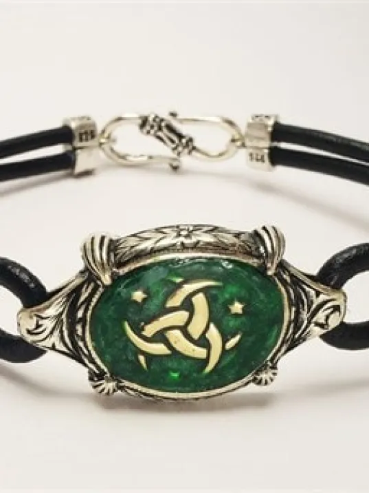 Teşkilatı Mahsusa Yeşil Mineli Deri Gümüş Erkek Bayan Bileklik Teşkilatı Mahsusa Yeşil Mineli Deri Gümüş Erkek Bayan Bileklik
