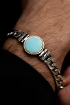 Erkek Gümüş Bileklik - Turkuaz Taşlı Ortası Dönen Model Gümüş Bileklik Erkek Gümüş Bileklik - Turkuaz Taşlı Ortası Dönen Model Gümüş Bileklik