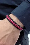 Kırmızı Akik Doğaltaş Makrome Bileklik